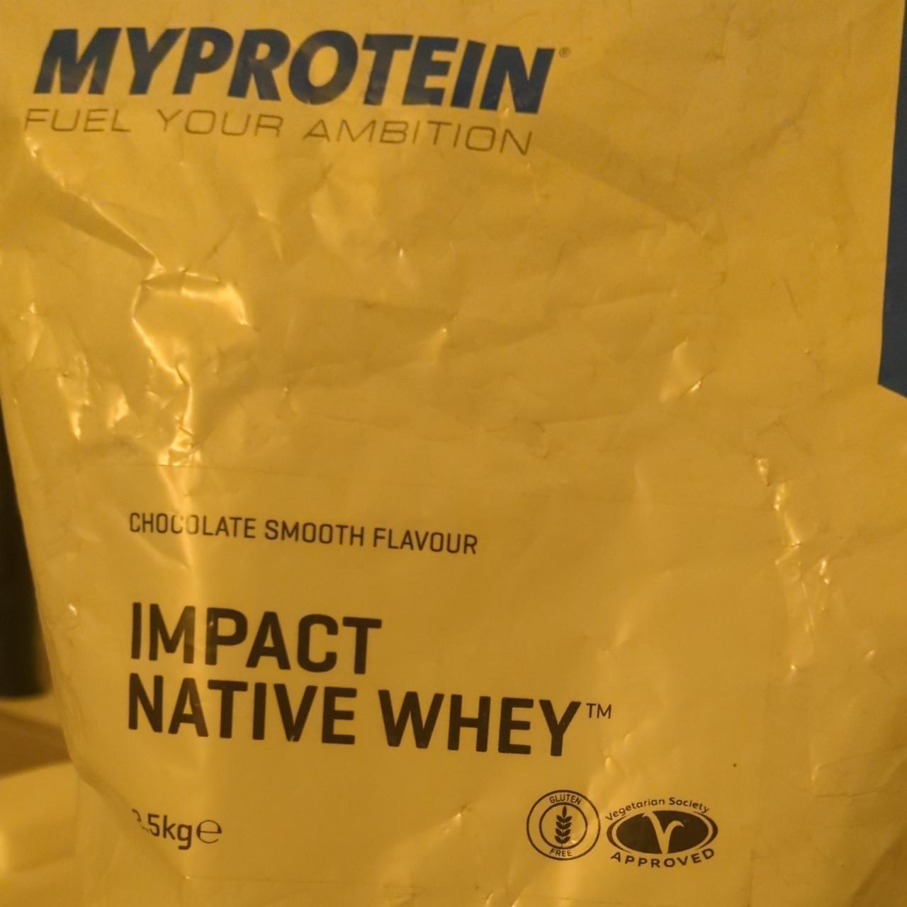 Fotografie - Impact native whey chocolate smooth flavour Myprotein