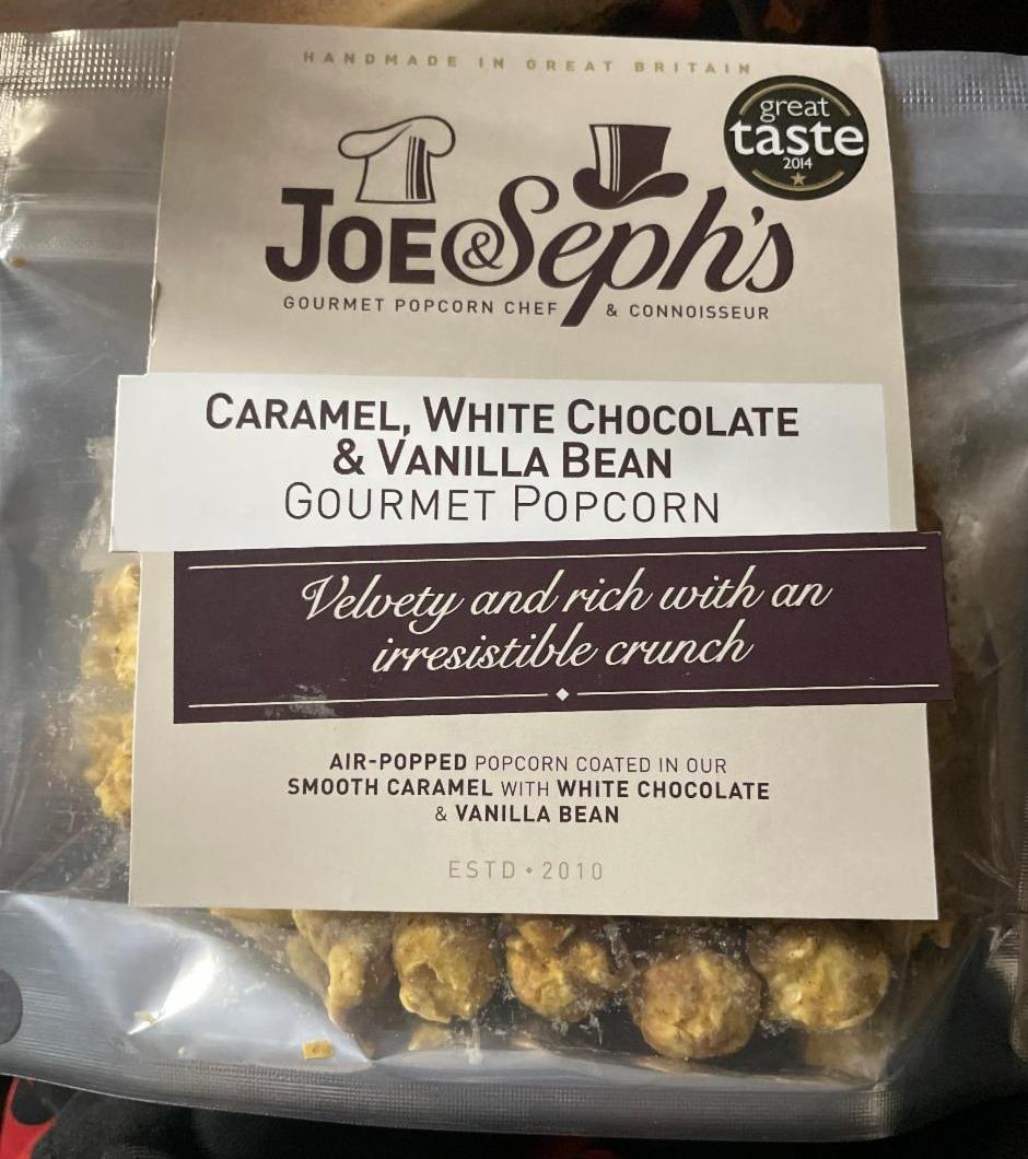 Fotografie - Caramel, white chocolate a vanilla bean gourmet popcorn Joe & Seph's