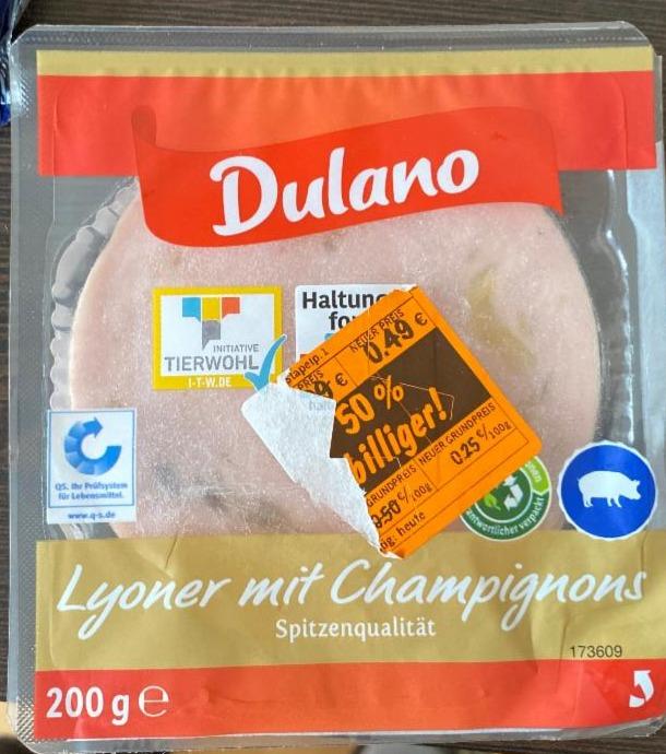 Lyoner mit Champignons Dulano - nutriční a hodnoty kalorie, kJ