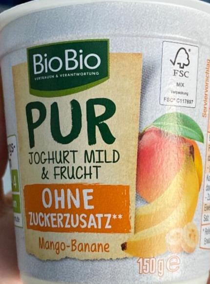 Fotografie - PUR Joghurt mild & frucht Mango- Banane BioBio