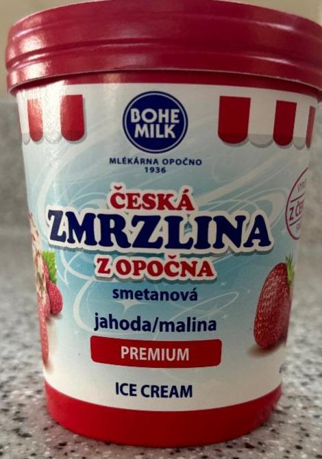 Fotografie - Česká zmrzlina z opočna smetanová jahoda malina Bohemilk