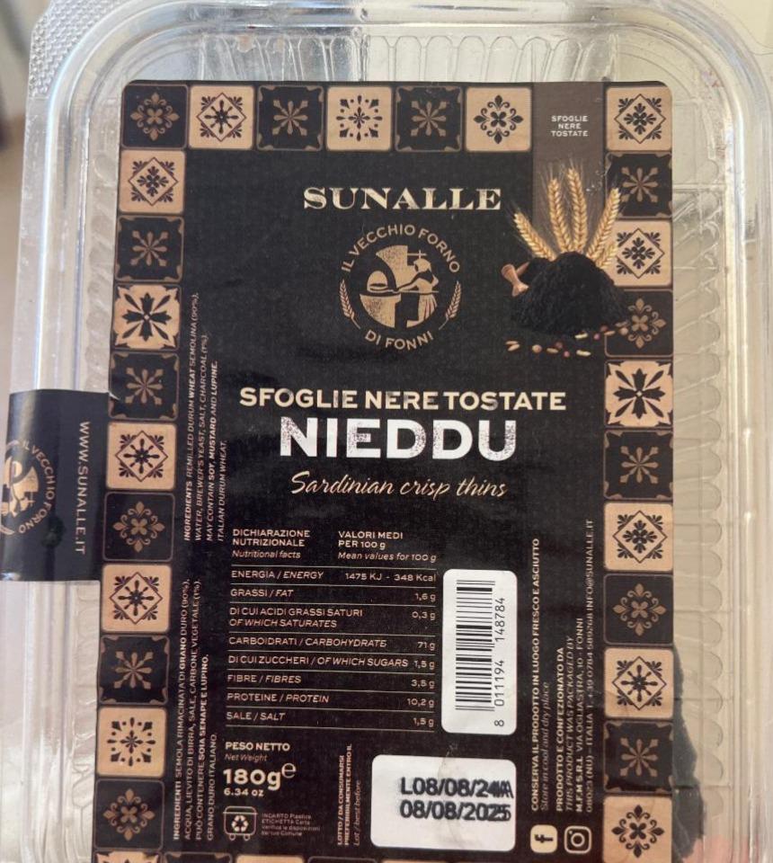 Fotografie - Sfoglie nere tostate nieddu sardinian crisp thins SUNALLE