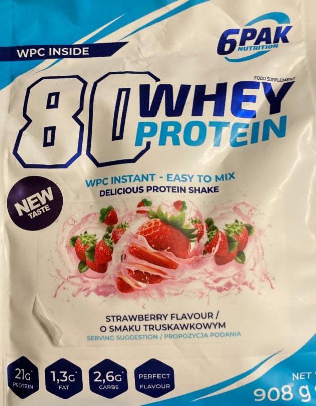 Fotografie - 80 Whey protein Strawberry flavour 6PAK Nutrition