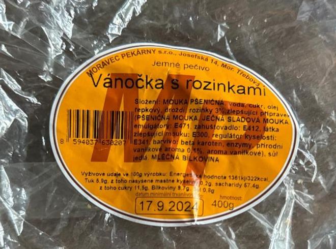 Fotografie - Vánočka s rozinkami Moravec pekárny