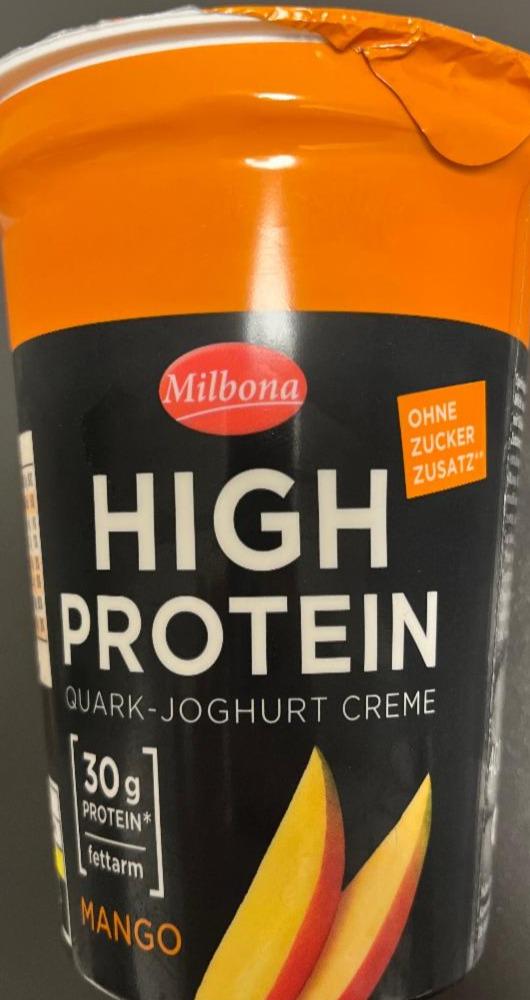 Fotografie - High potein quark-joghurt creme mango Milbona