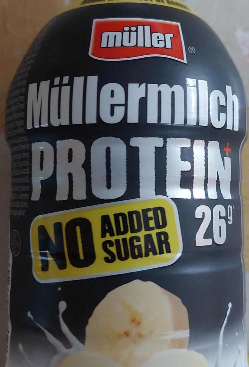 Fotografie - Müllermilch protein no added sugar o smaku bananowym Müller