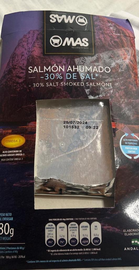 Fotografie - Salmón ahumado - 30% de sal M AS