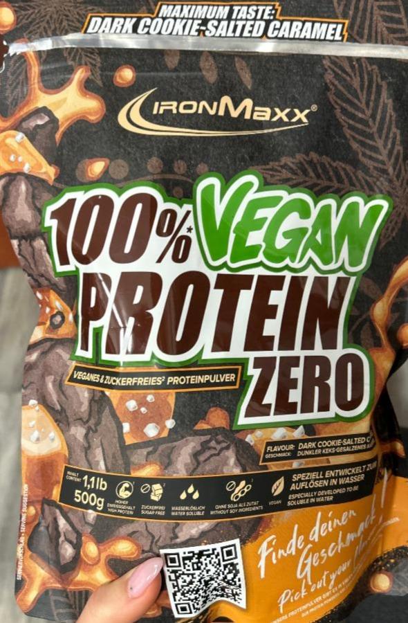 Fotografie - 100% vegan proteín zero dark cookie-salted caramel IronMaxx