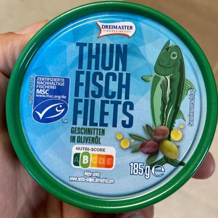 Fotografie - Thun fisch filets geschnitten in olivenöl Dreimaster