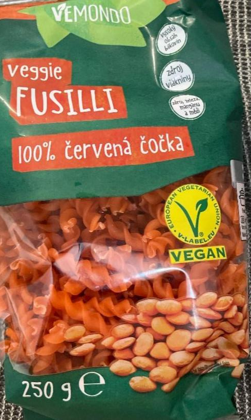 Fotografie - Veggie fusilli 100% červená čočka Vemondo