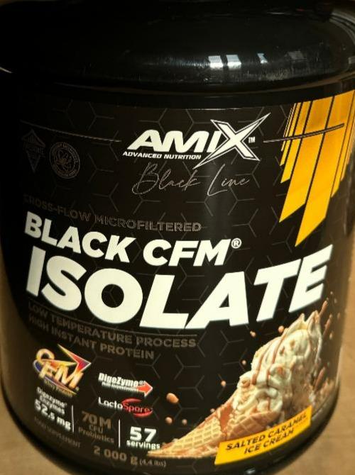 Fotografie - Black CFM isolate protein salted caramel ice cream Amix Nutrition