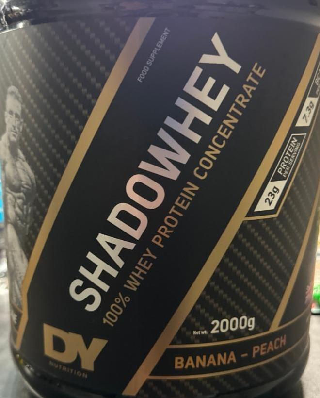 Fotografie - Shadowhey 100% whey protein concentrate banana peach DY Nutrition