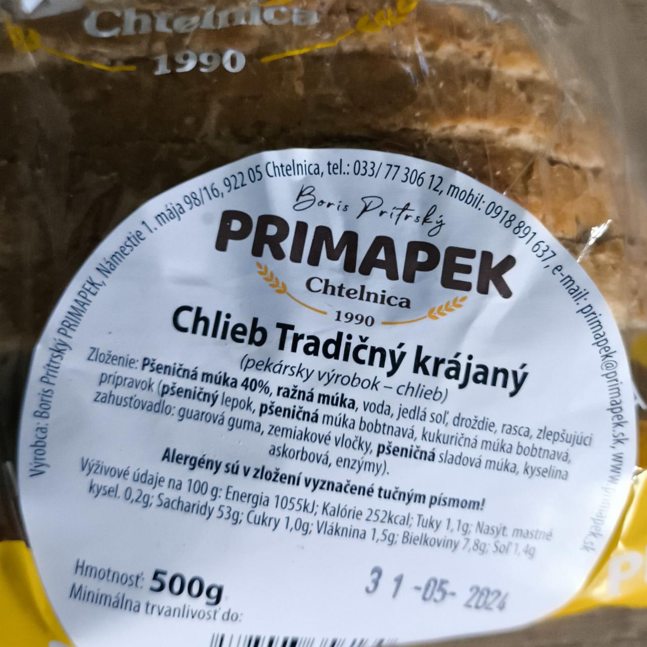 Fotografie - Chlieb tradičný krájaný primapek