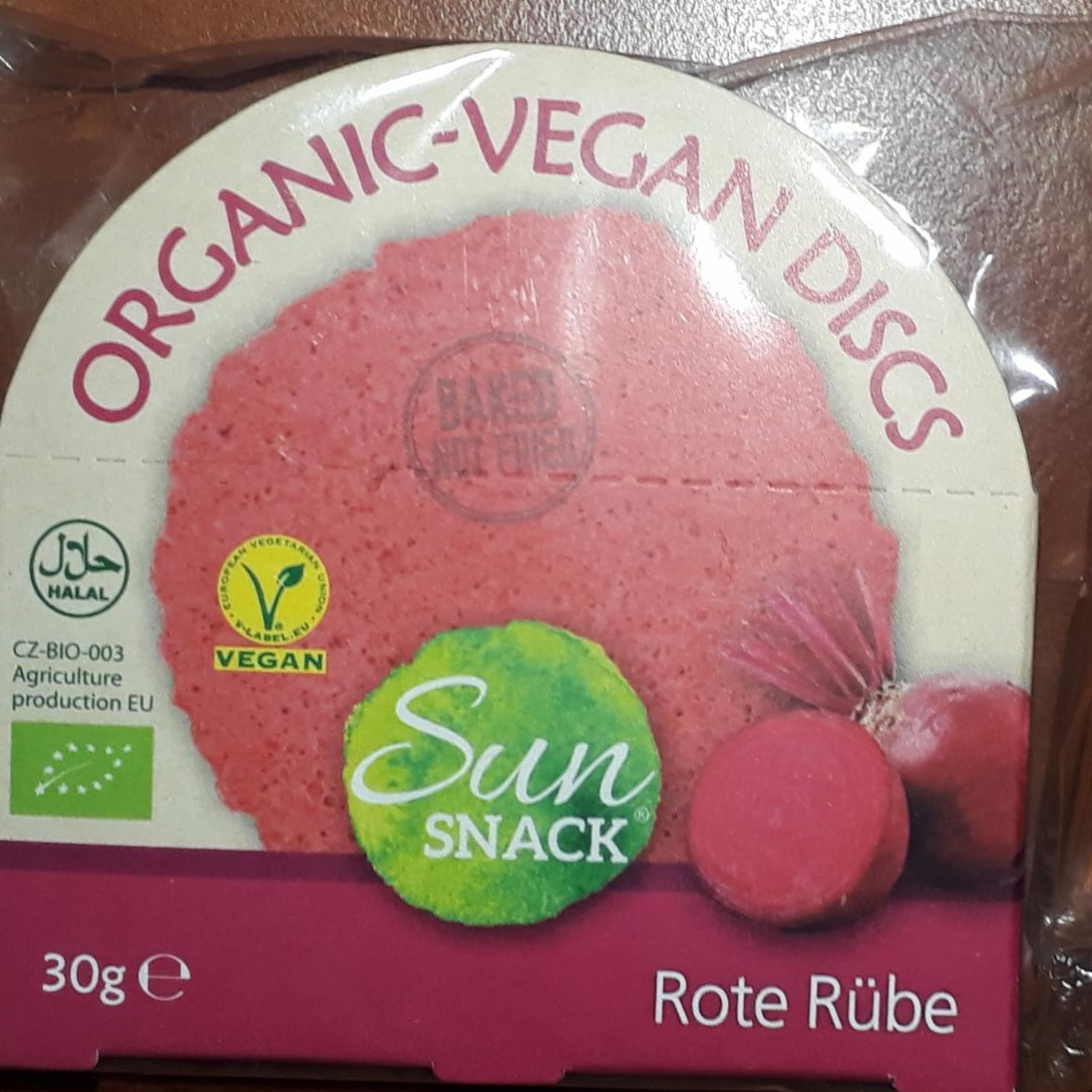 Fotografie - Organic vegan discs rote rübe Sun Snack