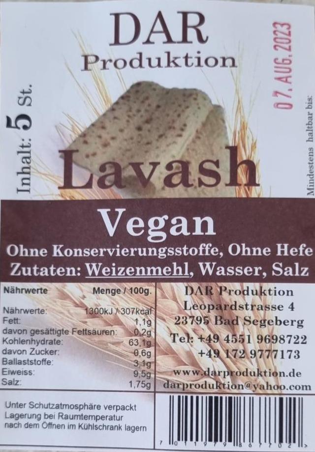 Fotografie - Lavash vegan Dar Produktion