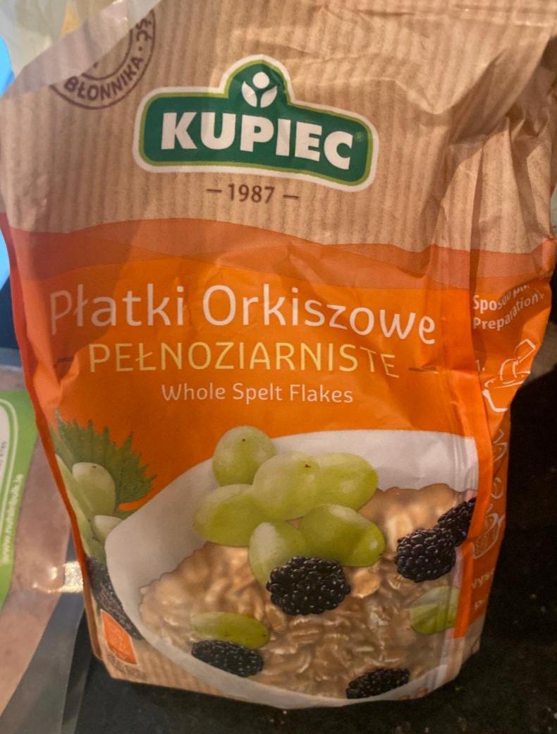 Fotografie - Płatki orkiszowe pełnoziarniste whole spelt flakes Kupiec