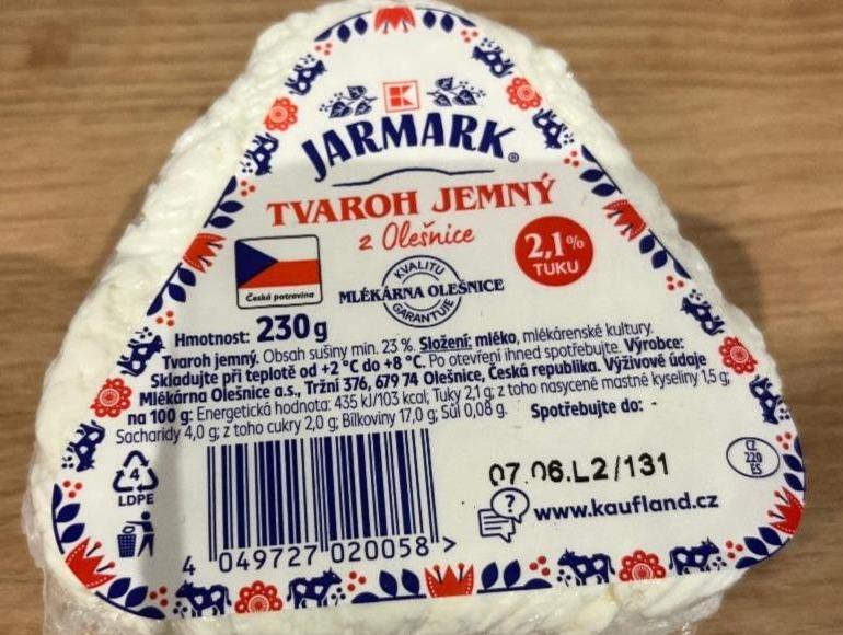 Fotografie - Tvaroh jemný z Olešnice 2,1% tuku K-Jarmark