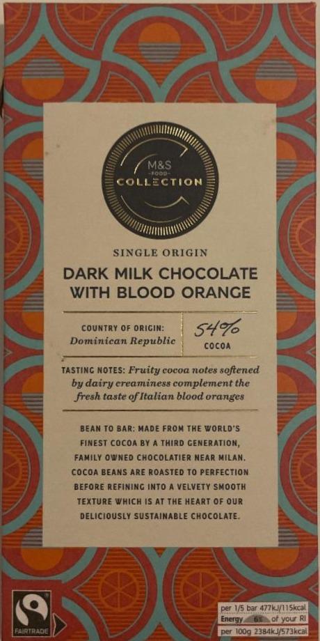 Fotografie - Dark milk chocolate with blood orange M&S