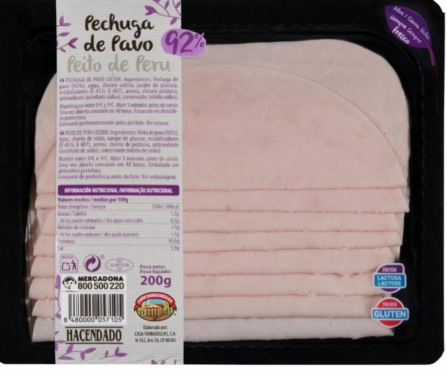 Fotografie - Pechuga de Pavo 92% Peito de Peru Hacendado