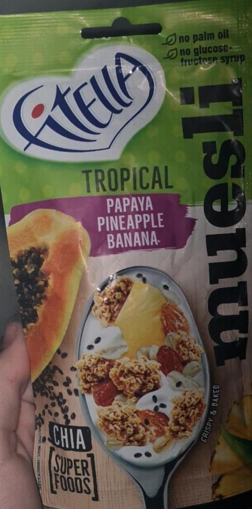 Fotografie - Muesli tropical Papaya pineapple banana Fitella