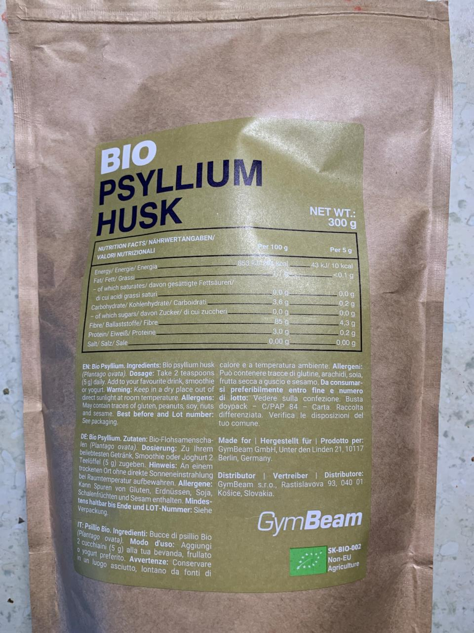 Fotografie - Bio psyllium husk GymBeam