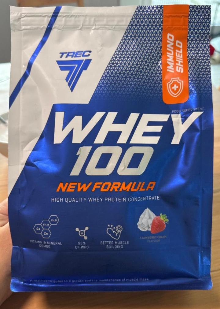 Fotografie - Protein Whey 100 new formula strawberry cream flavour Trec