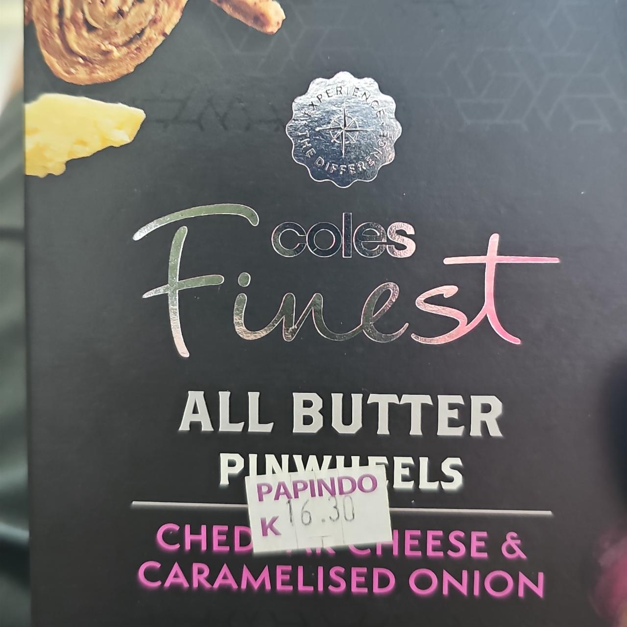 Fotografie - Finest all butter pinwheels cheddar cheese & caramelised onion Coles