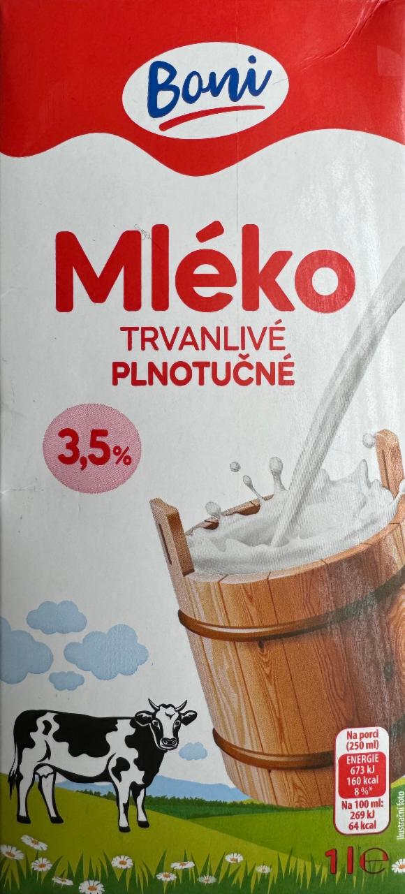 Fotografie - Mléko trvanlivé plnotučné 3,5% Boni