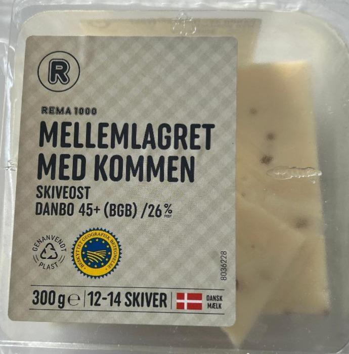 Fotografie - cheese mellemlagret med kommen skiveost 26%fat Rema1000