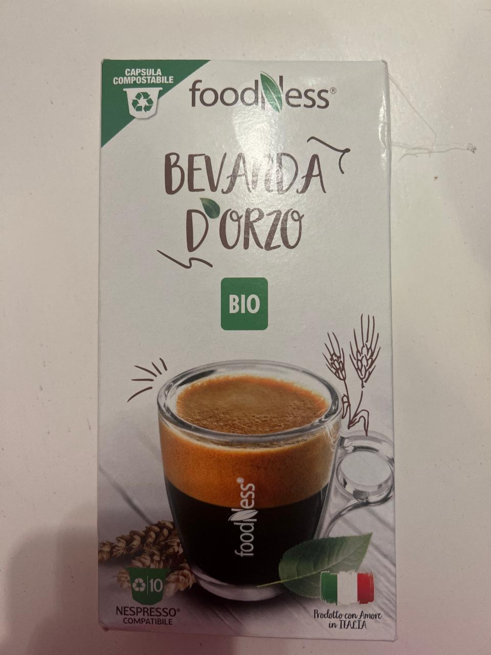 foodNess® Capsula Bevanda d'Orzo Bio, Compatibile Nespresso