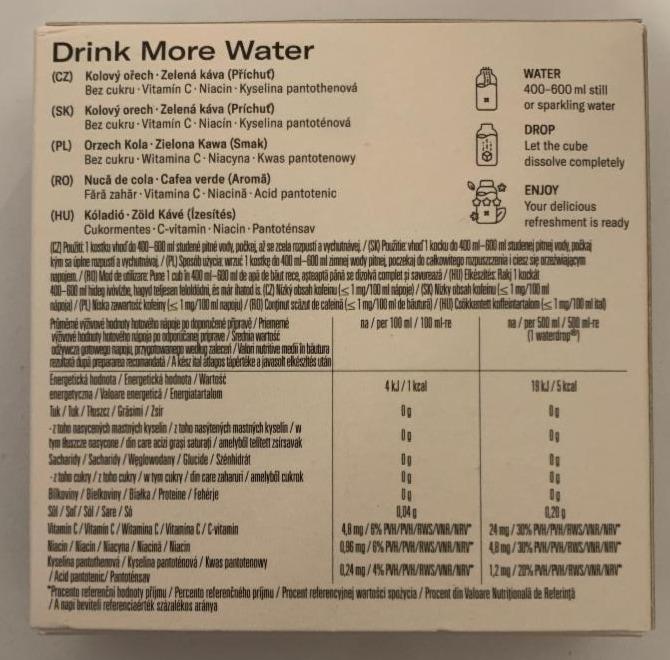 Microdrink Cola Zero sugar Waterdrop - kalorie, kJ a nutriční