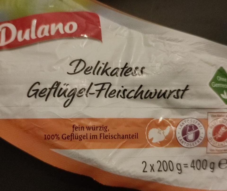 Delikatess Geflügel-Fleischwurst Dulano - kalorie, kJ a nutriční hodnoty