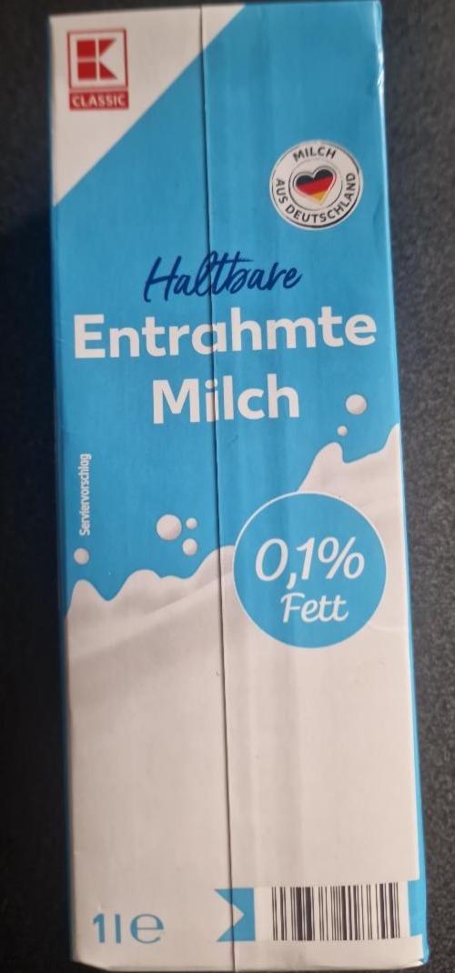Fotografie - mléko nízkotučné 0,1 % Kaufland DE