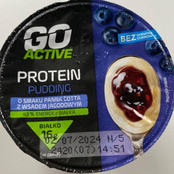 Fotografie - Protein pudding o smaku panna cotta z wsadem jagodowym Go Active