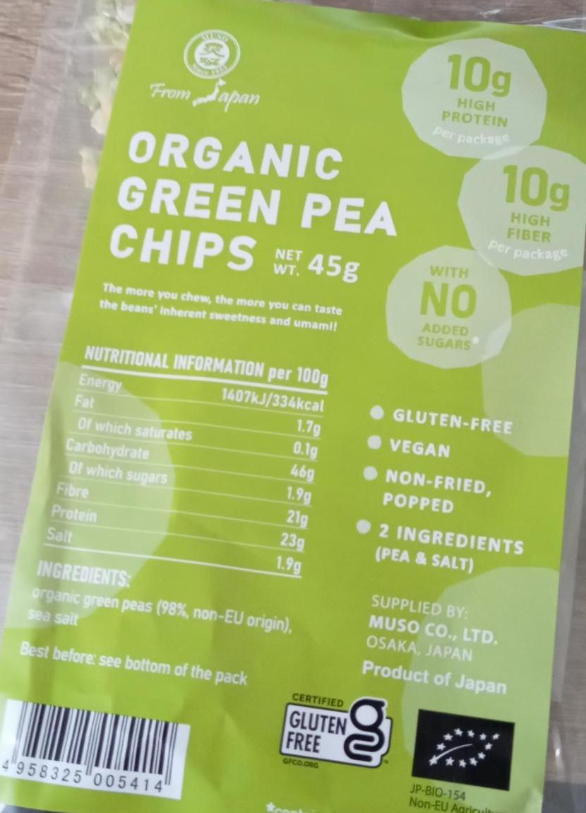 Fotografie - Organic green pea chips Muso