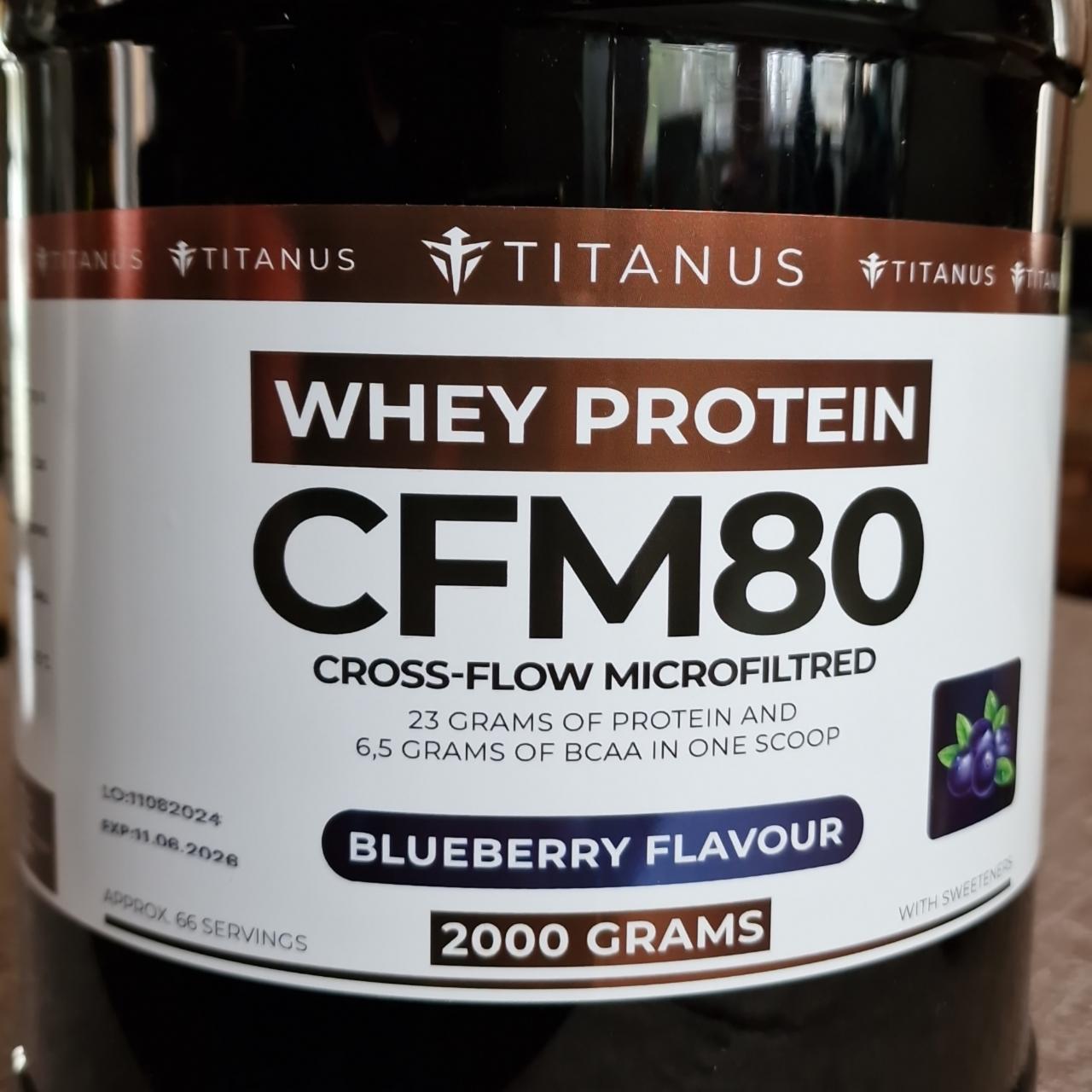 Fotografie - Whey protein CFM80 blueberry flavour Titanus