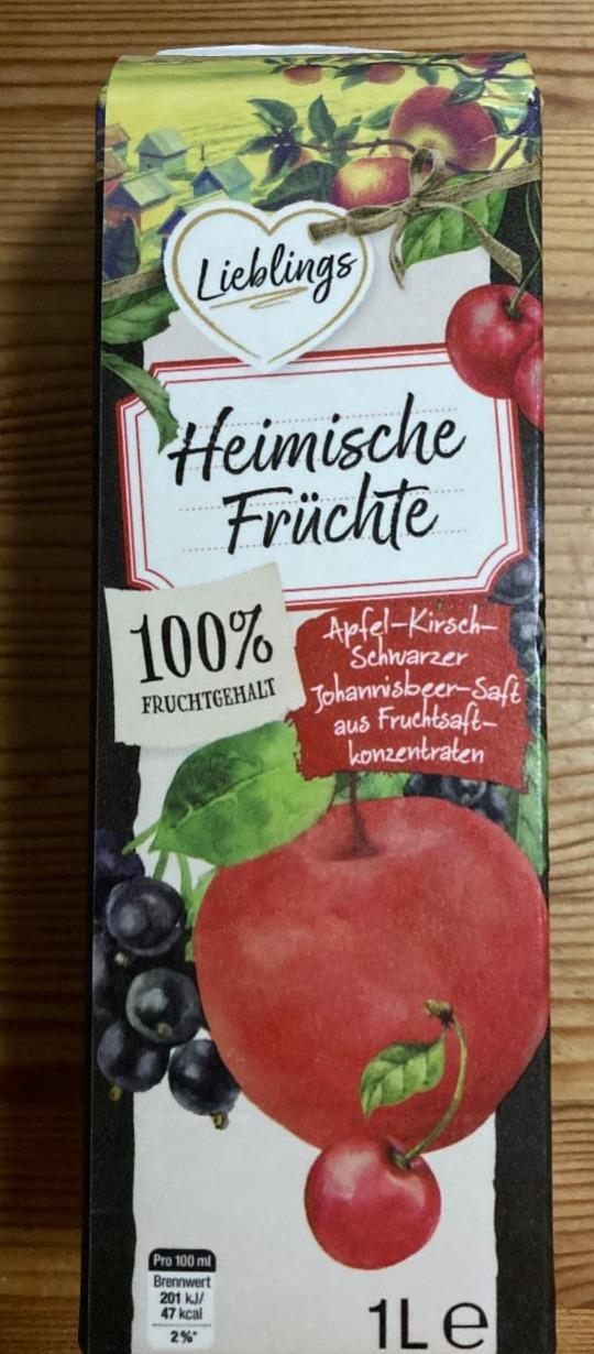 Fotografie - Heimische früchte apfel-kirsch-schwarzer-johannisbeersaft aus fruchtsaftkonzentraten Lieblings