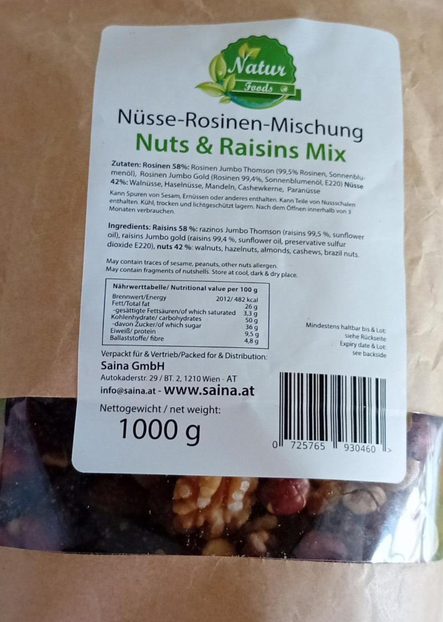Fotografie - Nuts & raisins mix Natur Foods