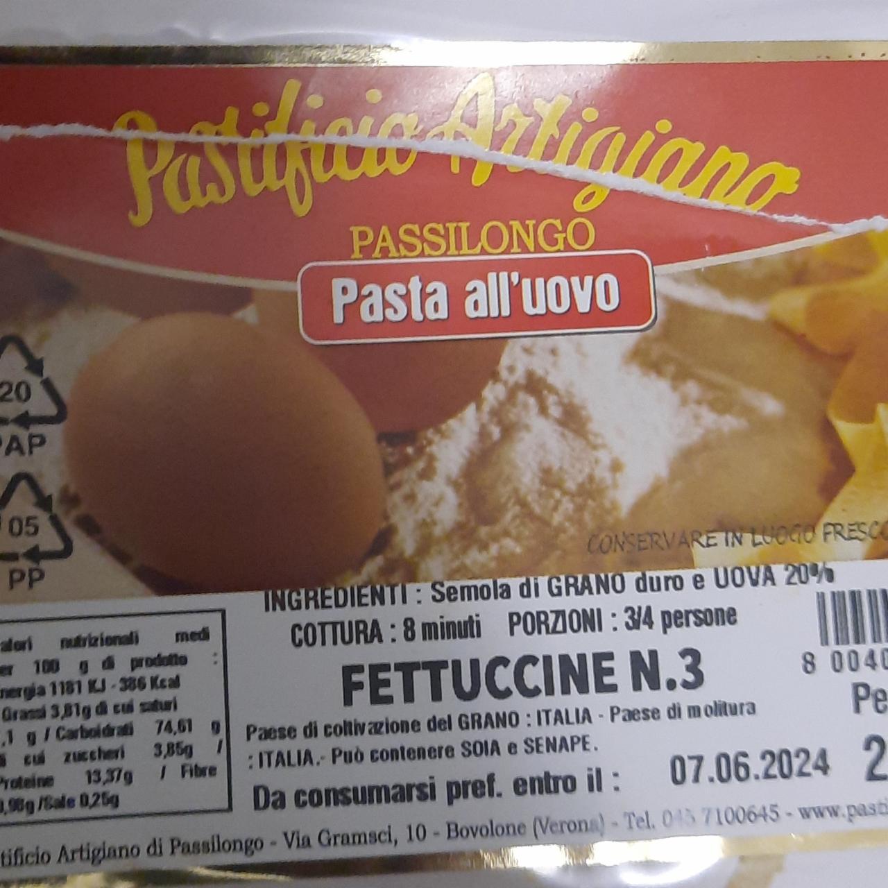 Fotografie - Passilongo pasta all'uovo fettuccine Pastificio Artigiano