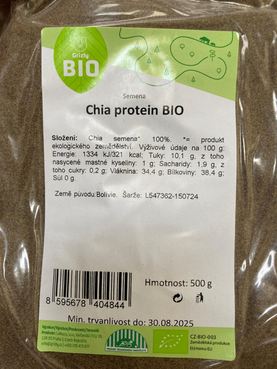 Fotografie - Chia protein bio Grizly Bio