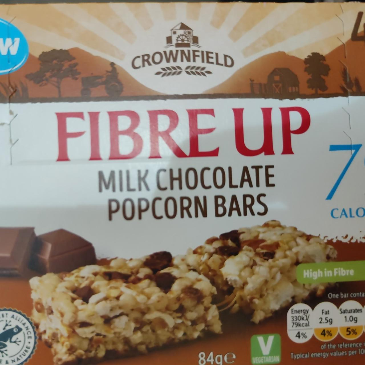 Fotografie - Fibre up milk chocolate popcorn bars Crownfield