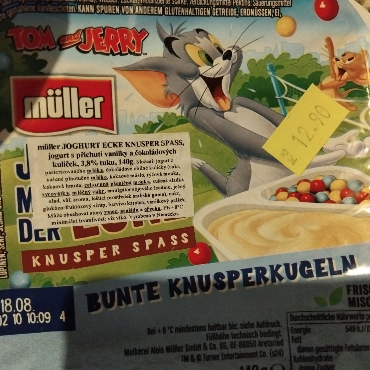 Fotografie - Joghurt mit der ecke Tom and Jerry bunte knusperkugel Müller