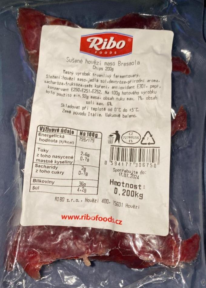 Fotografie - Sušené hovězí maso bresaola chips Ribo foods