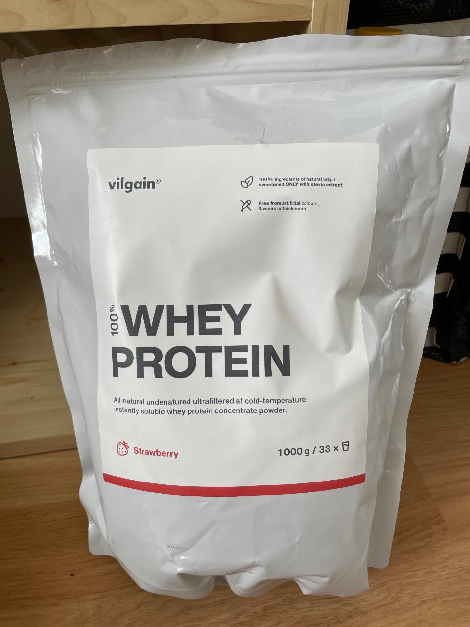 Fotografie - 100% Whey protein strawberry Vilgain