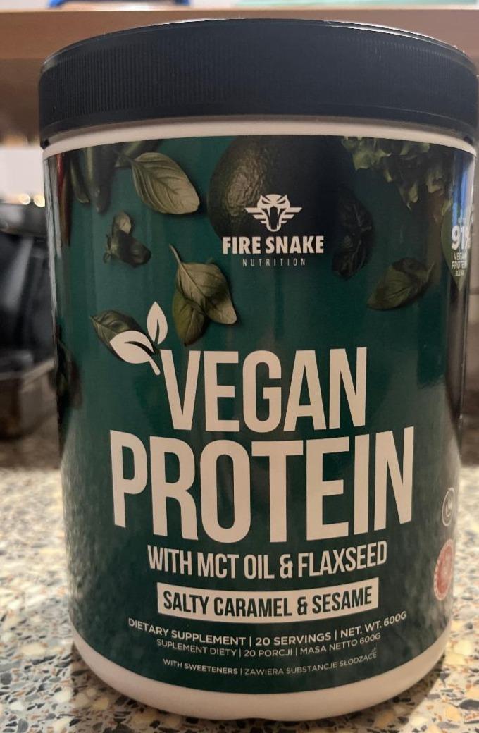 Fotografie - Vegan protein salty caramel & sesame Fire Snake nutrition