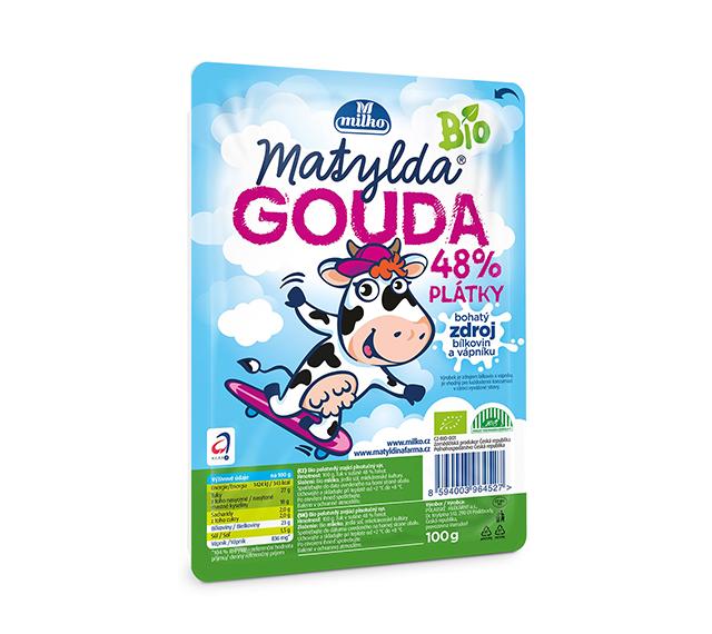 Fotografie - Matylda bio gouda 48% plátky Milko