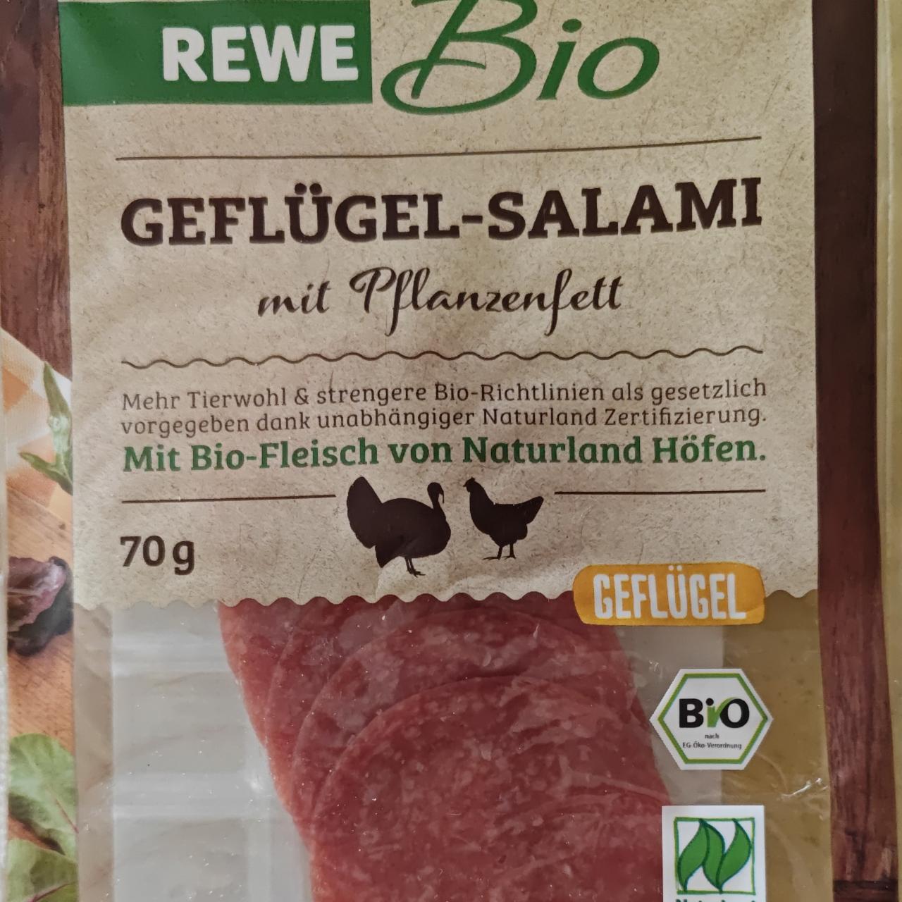 Fotografie - Geflugel Salami mit Pflanzenfett Rewe bio