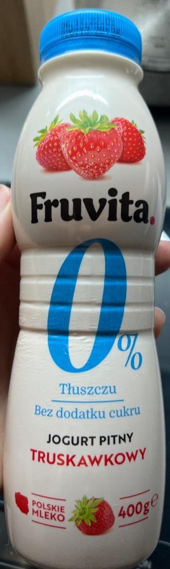 Fotografie - Jogurt pitny truskawkowy 0% tłuszczu bez dodatku cukru FruVita