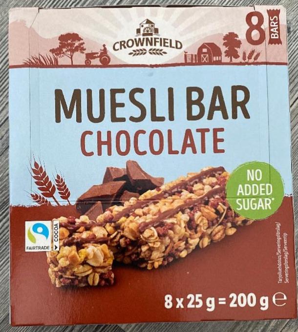 Fotografie - Muesli Bar chocolate no added sugar Crownfield
