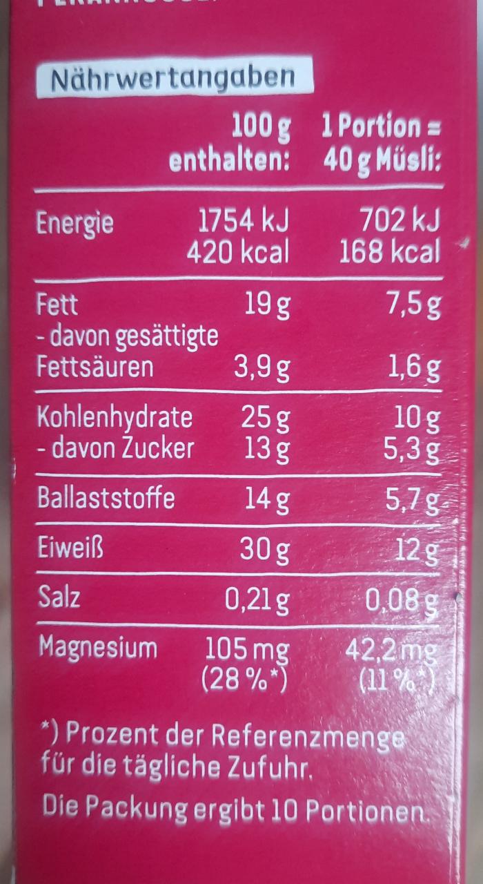 High Protein Müsli Schoko Nuss Dr Oetker kalorie kJ a nutriční hodnoty KalorickéTabulky cz